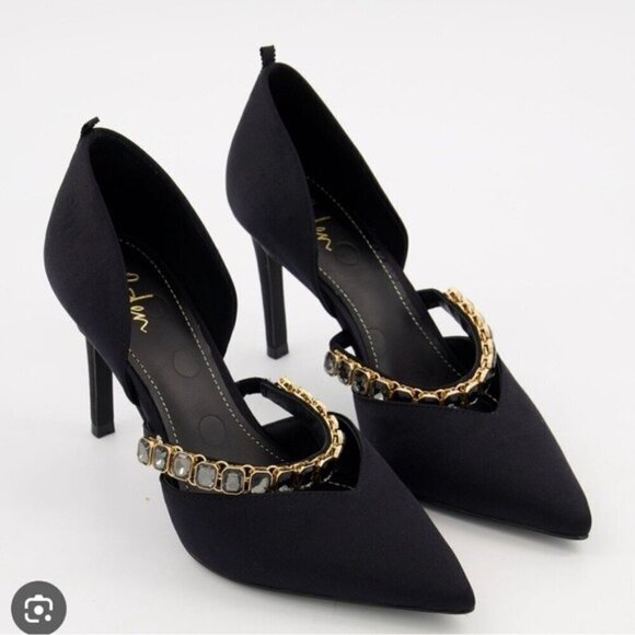 Boden Black Crystal-Strap Heeled Courts - Size 9.5 - Picture 1 of 3